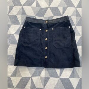 Rag & Bone Navy Suede Button-Front Mini Skirt *genuine leather*